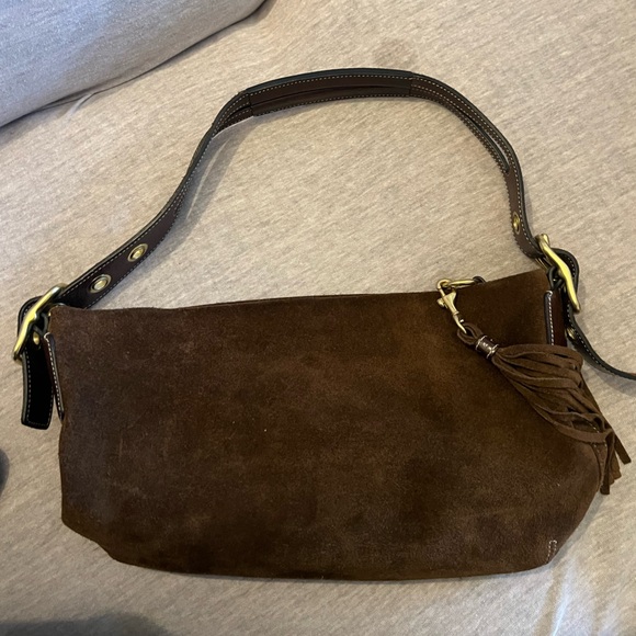 Vintage Coach brown suede shoulder bag - Picture 9 of 11